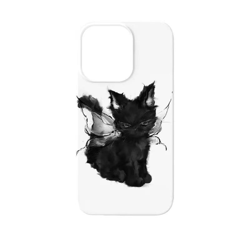 

Dark Angel Kitten Phone Case for Apple iPhone 17 ProMax- Soft Silicone Shockproof Cute Cat Cartoon Full Cover on iPhone 17/16/15/14/13/12/11/Pro/Plus apple 17promax белый