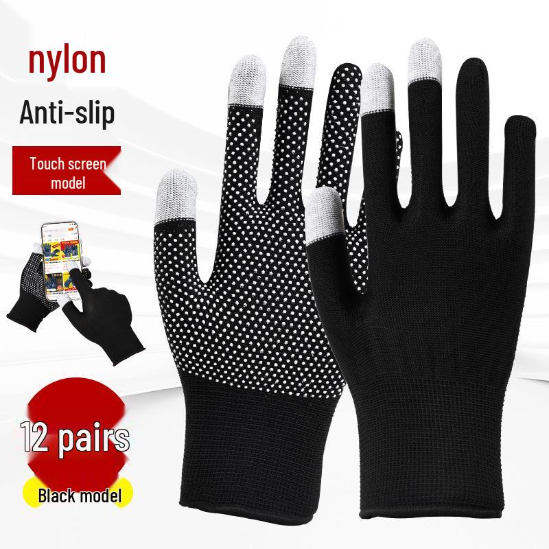 Breathable Non-Slip Nylon Summer Work Gloves - Unisex, Wear-Resistant, Sunscreen