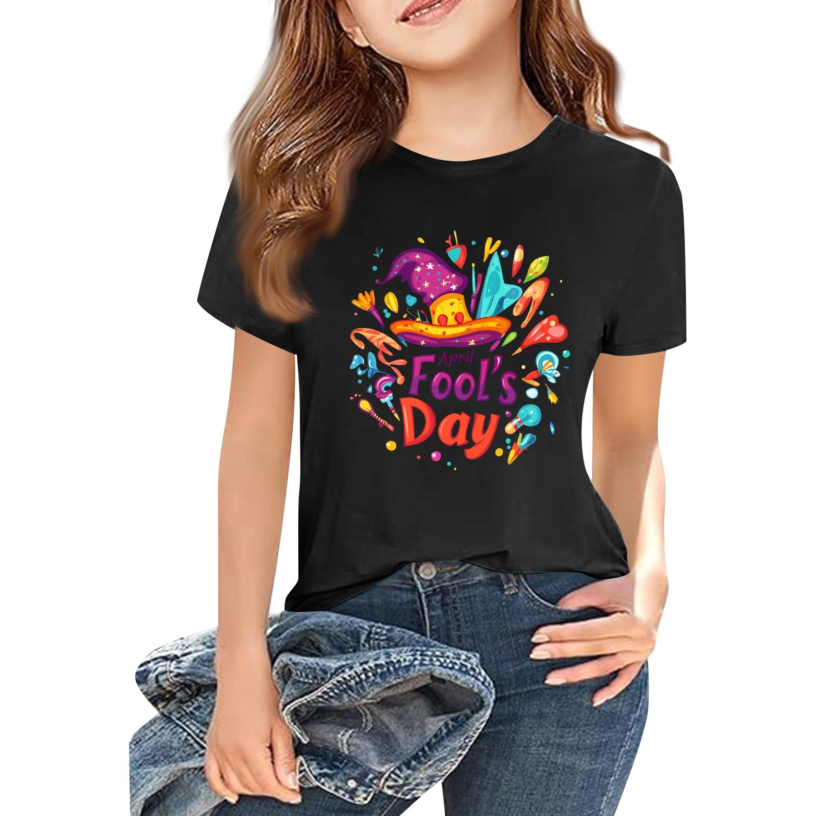 

Детская модная повседневная футболка с коротким рукавом и круглым вырезом с принтом 140 чёрный