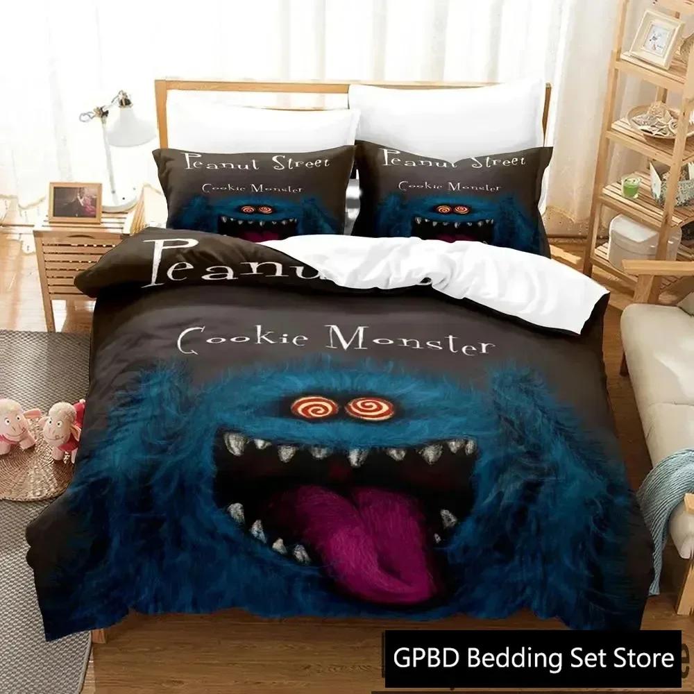 3D Print Cookie Cartoon Monster Anime Bedding Set Double Twin King Duvet Cover Comforter Pillowcase Boys Girls Adults Bedroom