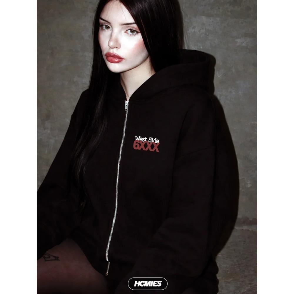 American Style Personalized Pattern Printed Men's and Women's Zipper Hoodie, Loose and Casual Zipper Sweater