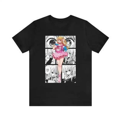 Oshi No Ko Ai Hoshino Manga Panel Anime Print T-Shirt | Unisex Cotton Casual Short Sleeve Streetwear Top