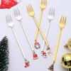 Stainless Steel Material Fruit Forks Christmas Snack Dessert Forks Food Pick Set