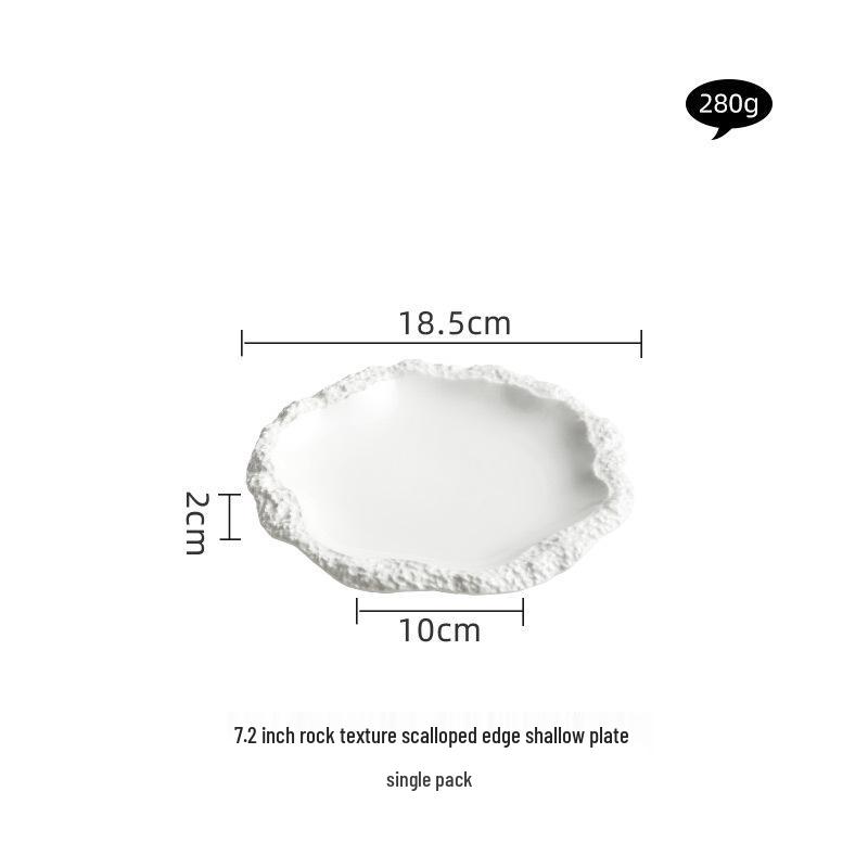 Rock Texture Ruffle Edge Ceramic Dinner Plate, Shallow 2024 New Style Tableware for Hotels