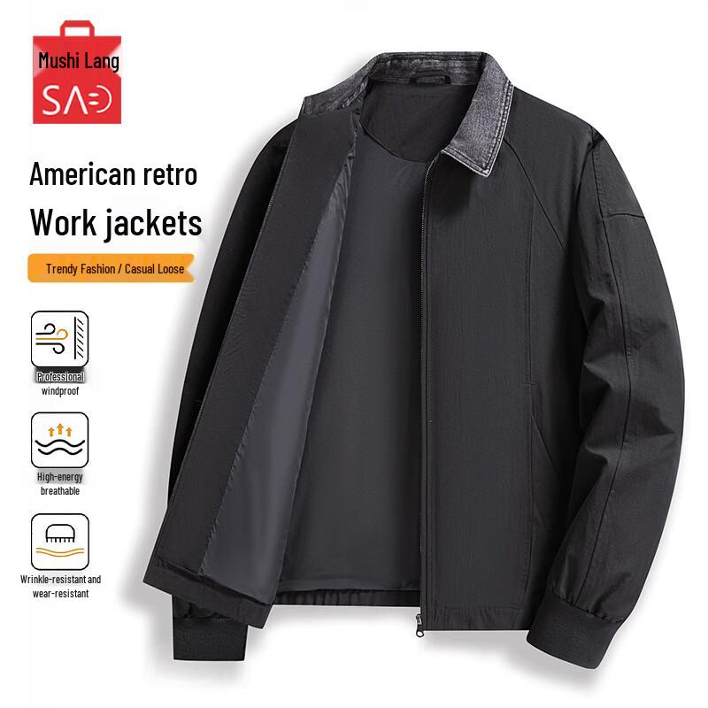 

MUSHILANG Men s Casual American Flight Jacket 2XL
