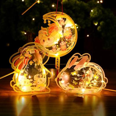 Mid-Autumn Festival Lantern Handmade DIY Material Traditional Rabbit Lamp Handheld Led Toy Glowing In the Dark Chinese Decor