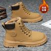 Men S Fleece Lined High Top Martin Boots Thick Sole Warm Vintage Work Boots