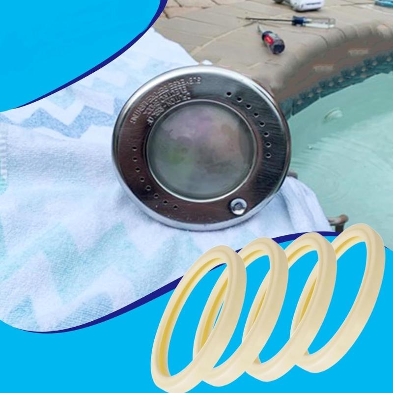 4Pieces Pool Light Lens Seals Sealing Gaskets Rubber Texture Perfect for Waterproof Replacement Part