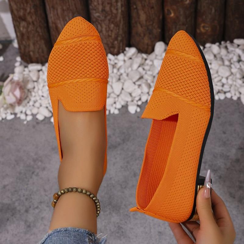 

Модная летняя сетчатая обувь с квадратным носком, дышащая женская обувь, модная ажурная повседневная обувь на плоской подошве для женщин 36 оранжево-красный