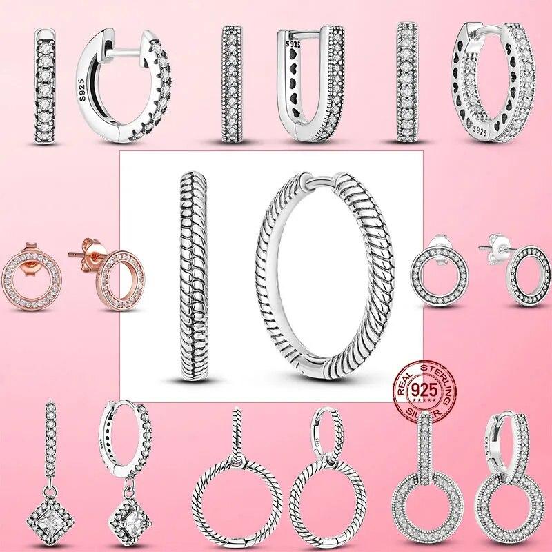 

Классические серьги-гвоздики из серебра 925 пробы со сверкающим кругом для женщин, круглые серьги-гвоздики с прозрачным цирконием, серебро 925 пробы, ювелирные изделия