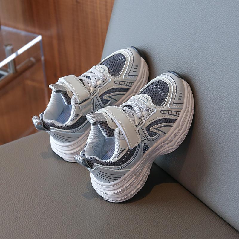 Students Running Shoes Mesh Breathable Kids Sneakers Hook&loop Comfort 2025 New Children Sports Shoes Thick Soft Sole Non-slip