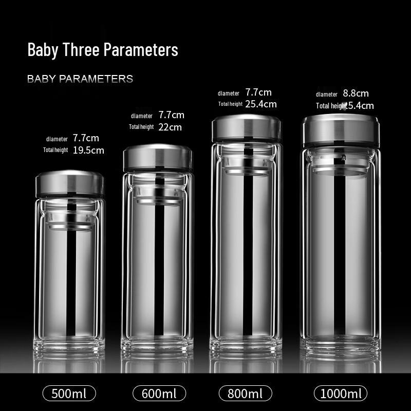Double-Layer Borosilicate Glass Tea Infuser Mug for Men
