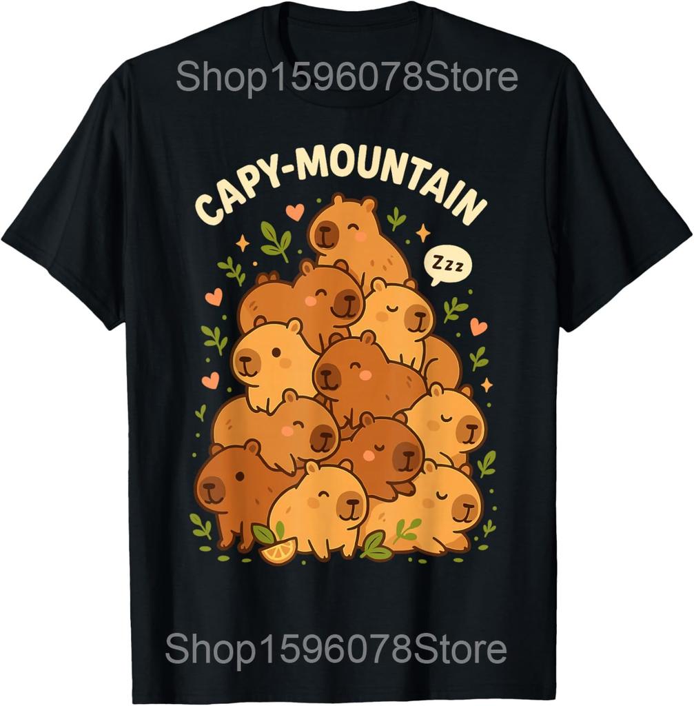 חולצת טי גרפית מצחיקה של קפיברה חובב אמנות לגברים ונשים כותנה טהורה הומור סטריטוור חולצת טריקו שרוול קצר יוניסקס בגדים רפויים