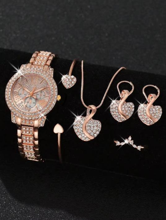 Trendy Roman Numerals Luxury Diamond-Encrusted Cuban Bracelet With Women'S Watch, Fashionable Hip-Hop Steel Watch