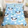 Schattige Panda Dekbedovertrek Set Kawaii Regenboog Cartoon Dieren Beddengoed Set Vol Microvezel Witte Bloemen Roze Hart Dekbedovertrek