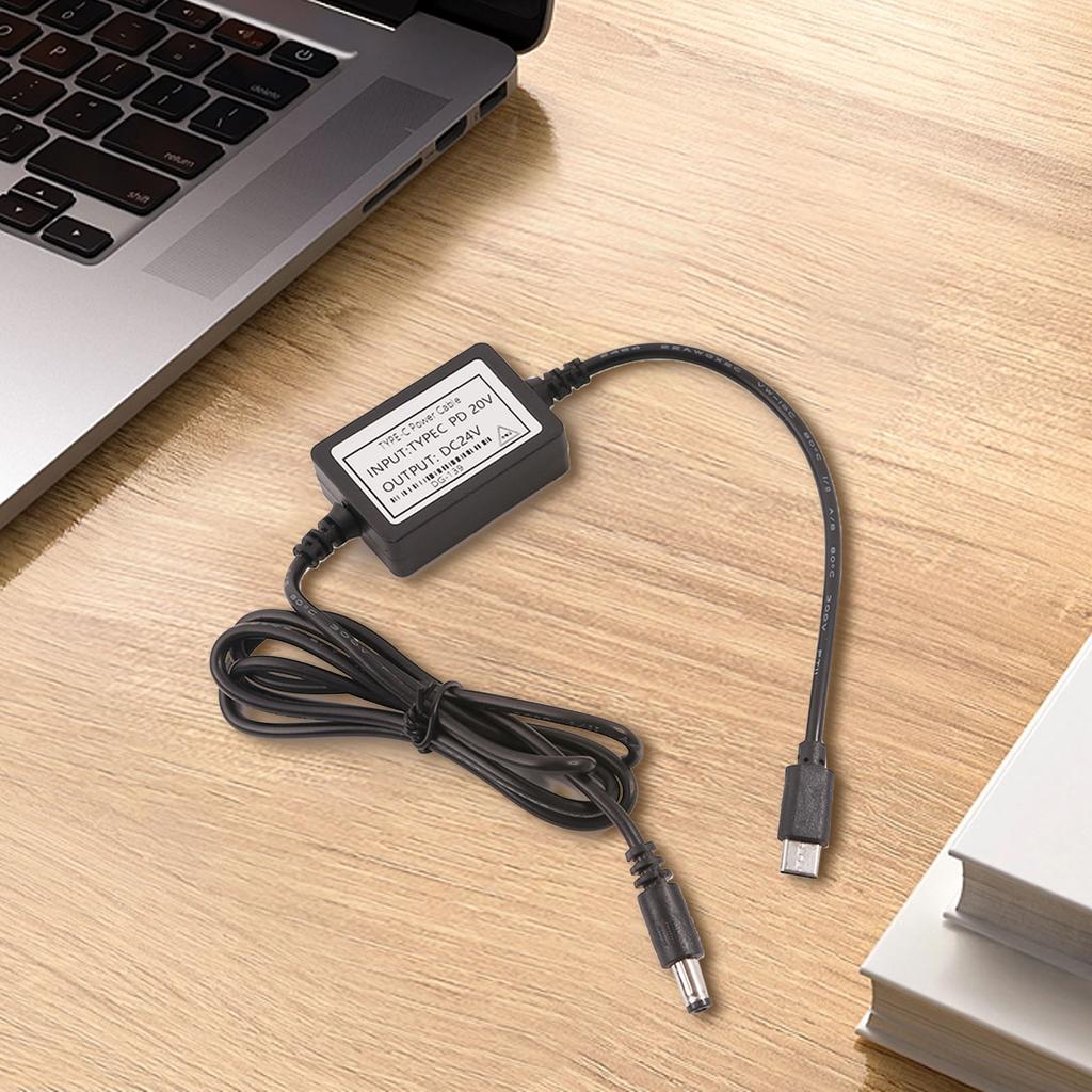 USB TypeC 20V to DC24V 5.5x2.1mm Power Cable 12V 15V 20V In 24V Out for 24V Cameras and Speaker Led Lights Power Supply