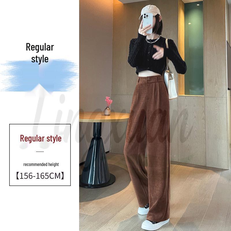 

Women s Black Wide-Leg Corduroy Pants - Soft, Drapey European Cotton for Spring & Autumn. M