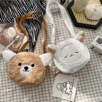 Kawai Cartoon Furry Cross Body Bags Autumn Winter Fashion Students Warm Soft Plush Shoulder Bags Phone Purse Bag Gifts for Women MIT