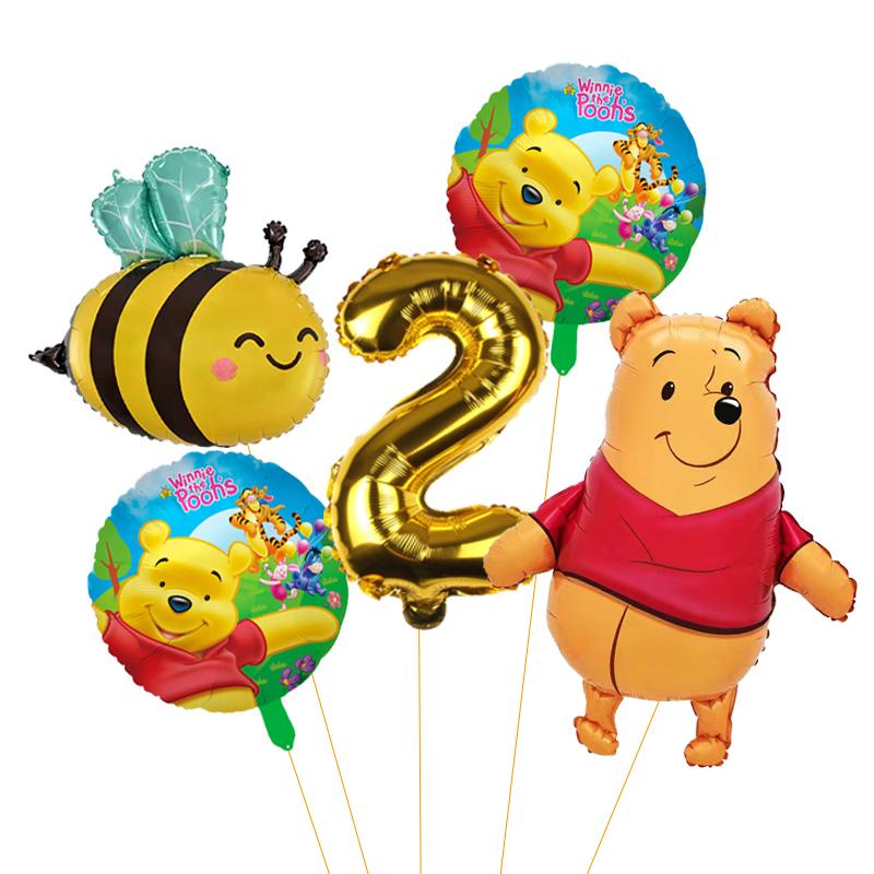 5 unidades Balão de Abelha Desenho Animado Winnie The Pooh Suprimentos para Festa Winnie Balões de Festa de Urso para Chá de Bebê Decorações de Festa de Aniversário
