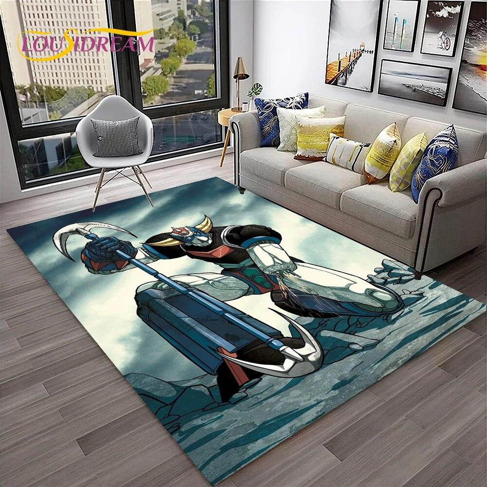 3D Cartoon UFO Robot Grendizer Anime Carpet Rug for Home Living Room Bedroom Sofa Doormat Decor,kids Area Rug Non-slip Floor Mat