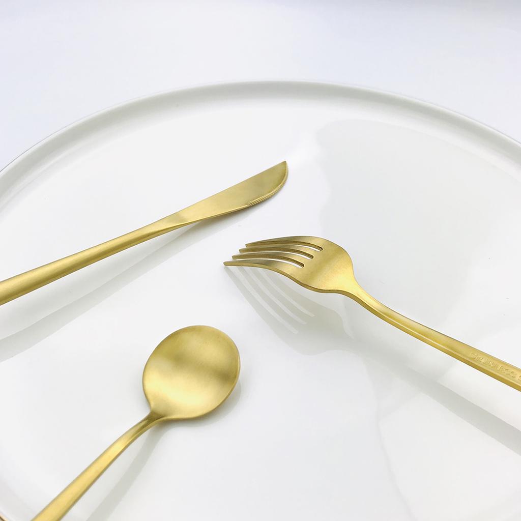 6Pcs Matte Gold Stainless Steel Daily Use Dinnerware Cutlery Set Tableware Teaspoon Flatware Wedding Dinner Dessert Set