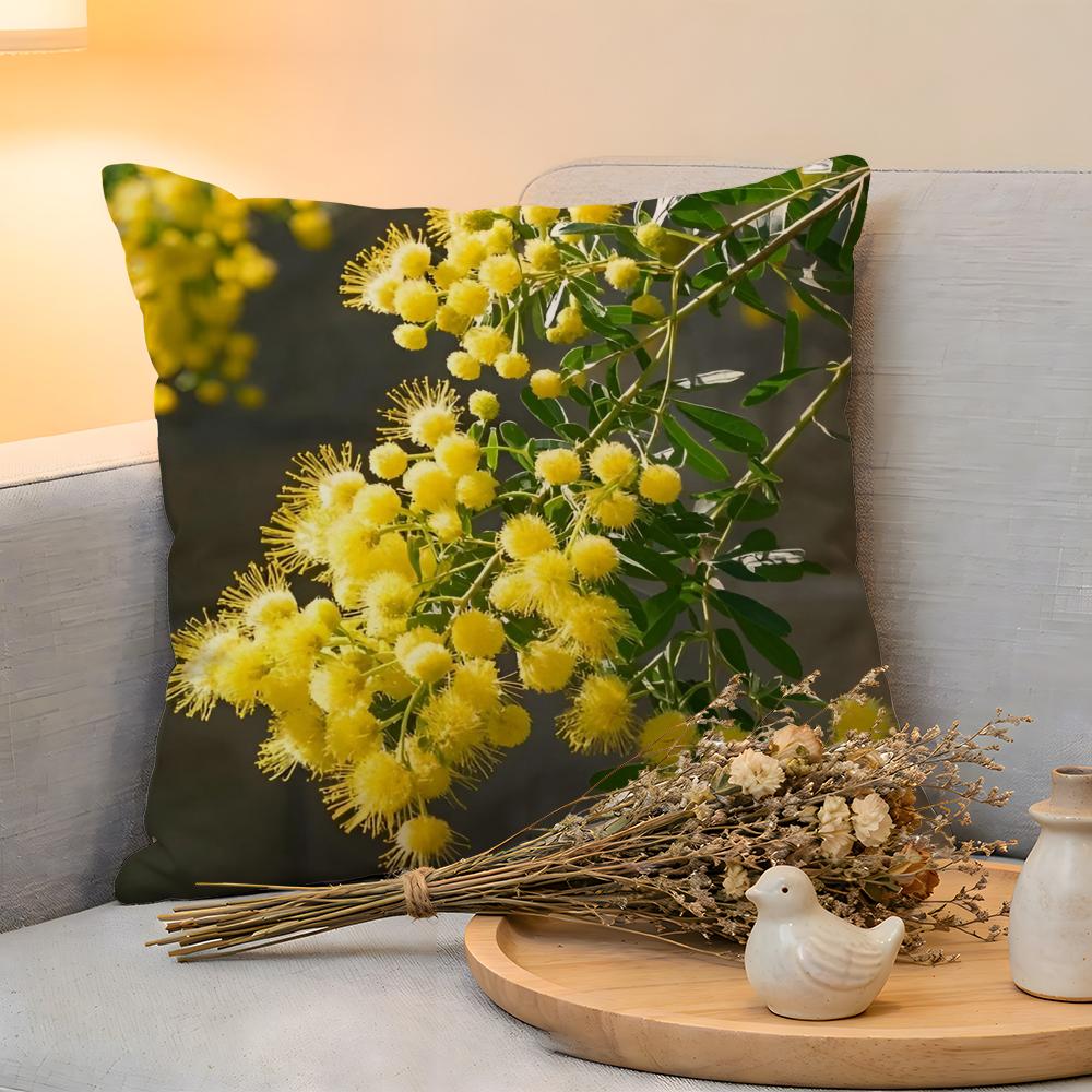 Cushion Cover Linen SkinFriendly Soft Decorative Case For Sofa Home Decor Fashion Acacia Pillow Cover