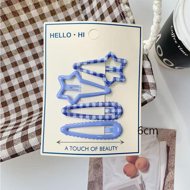 4Pcs/Set Retro Morandi Plaid Bb Hair Clips Daily Side Bangs Clip Baby Hairpin For Women And Girls Hair Accessory