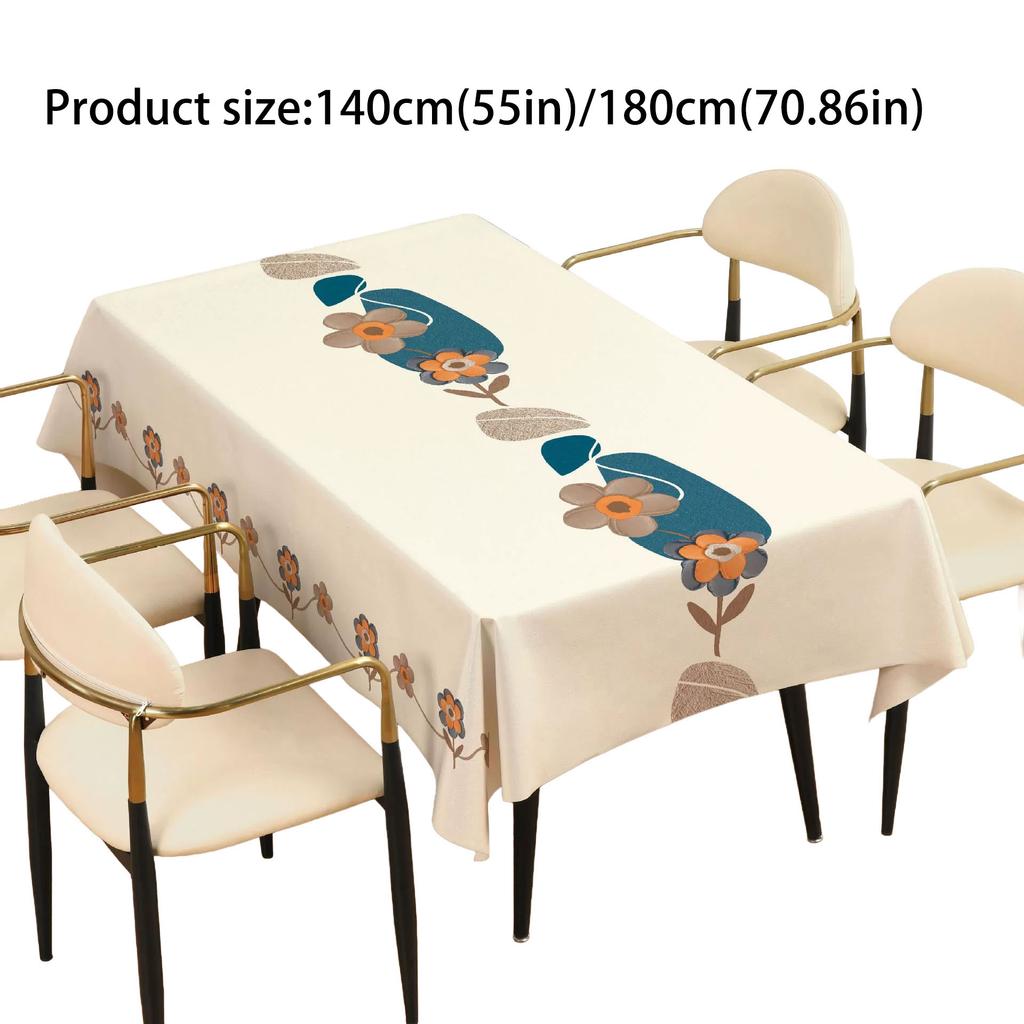 Rectangular PU Tablecloth Waterproof Oil-Resistant Non-Slip Silk Texture For Home Dining Table