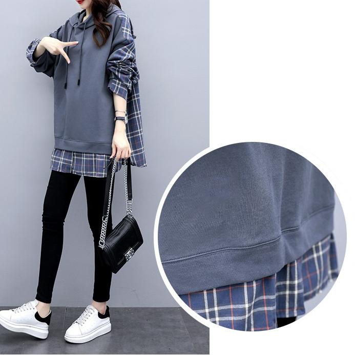 Gefälschte Zwei-stück Sweatshirt frauen Flut Mit Kapuze Herbst Frauen Koreanische Version Lose Plus Größe frauen Hoodies