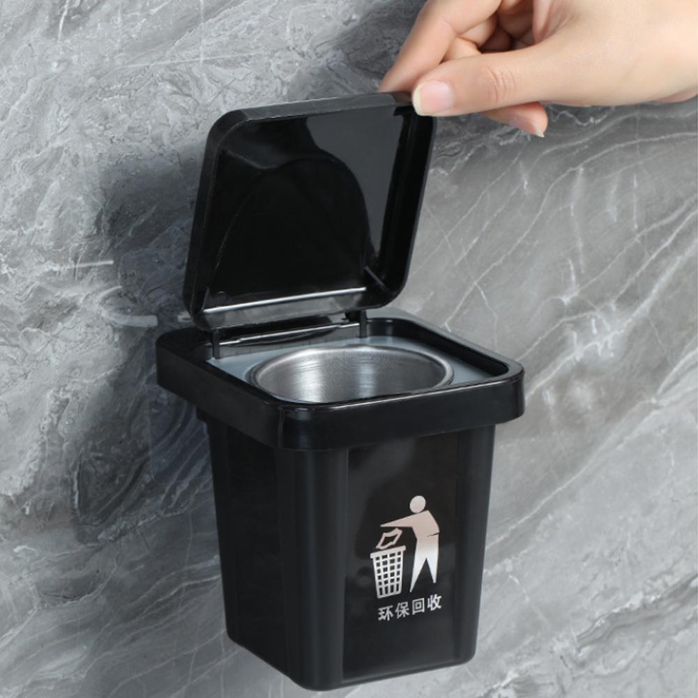 Trash Can Ashtray With Lid Stainless Steel Ashtray Bathroom Wall Hanging Notch Anti-fly Ash Ashtray Bathroom Toilet Ash Holder