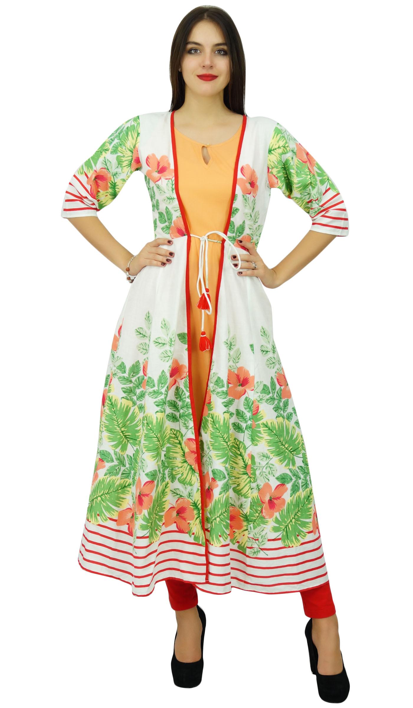 

Жіноча двокомпонентна дизайнерська сукня Bimba з принтом курти з району Курті 26 білий