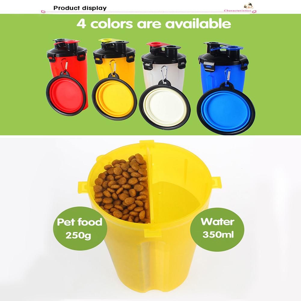 Portable Dual Purpose PP Dog Water Cup Food Storage Bottle Travel Bowl Container Outdoor Feeder Dog Dish Pet Supplies