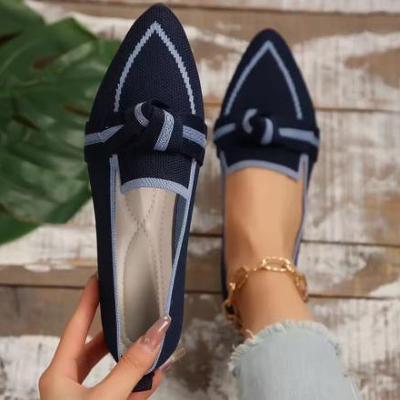Damen Ballerinas Gestrickt Slipper Atmungsaktiv Bequem Einfarbig Schuhe Lässig Spitz Zehenbereich Walking Loafer Sneaker Damen