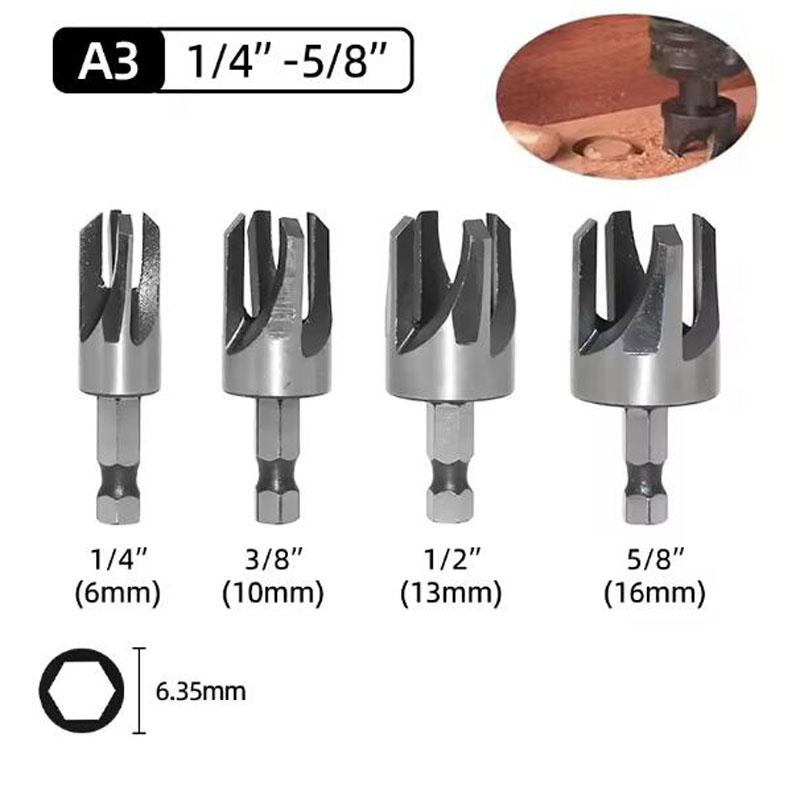 Wood Plug Cutter Drill Bit Set Hex Shank Barrel/Claw Type Wooden Plug Drill Straight and Tapered Hole Cutter Woodworking Tool