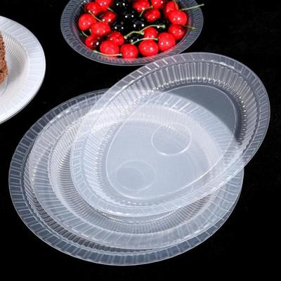 10pcs/pack Porable Disposable Dinner Plates Plastic Round Oval Fruit Salad Plate Transparent Picnic Plate Outdoor Home