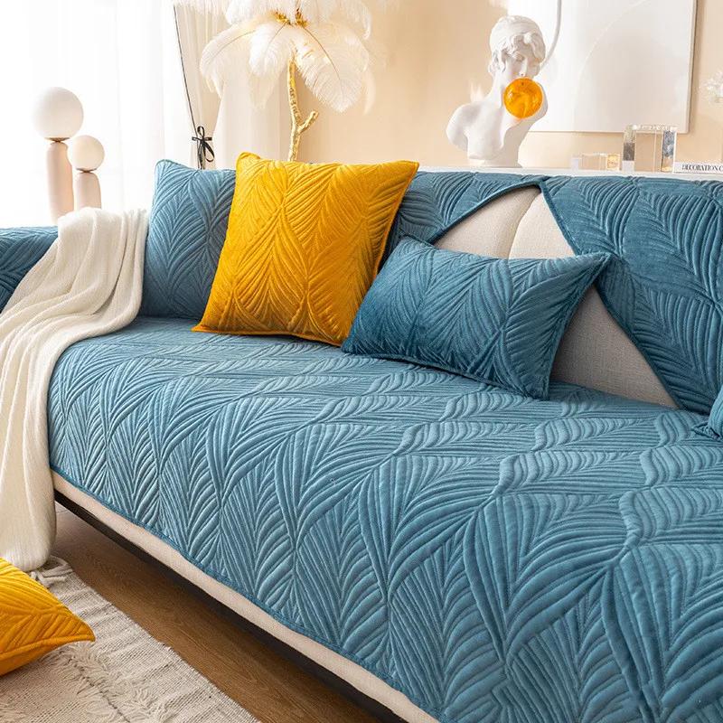 Copridivano nordico in tinta unita per soggiorno antiscivolo in peluche spesso cuscino per divano tappetino combinato protezione asciugamano per divano decorazioni per la casa