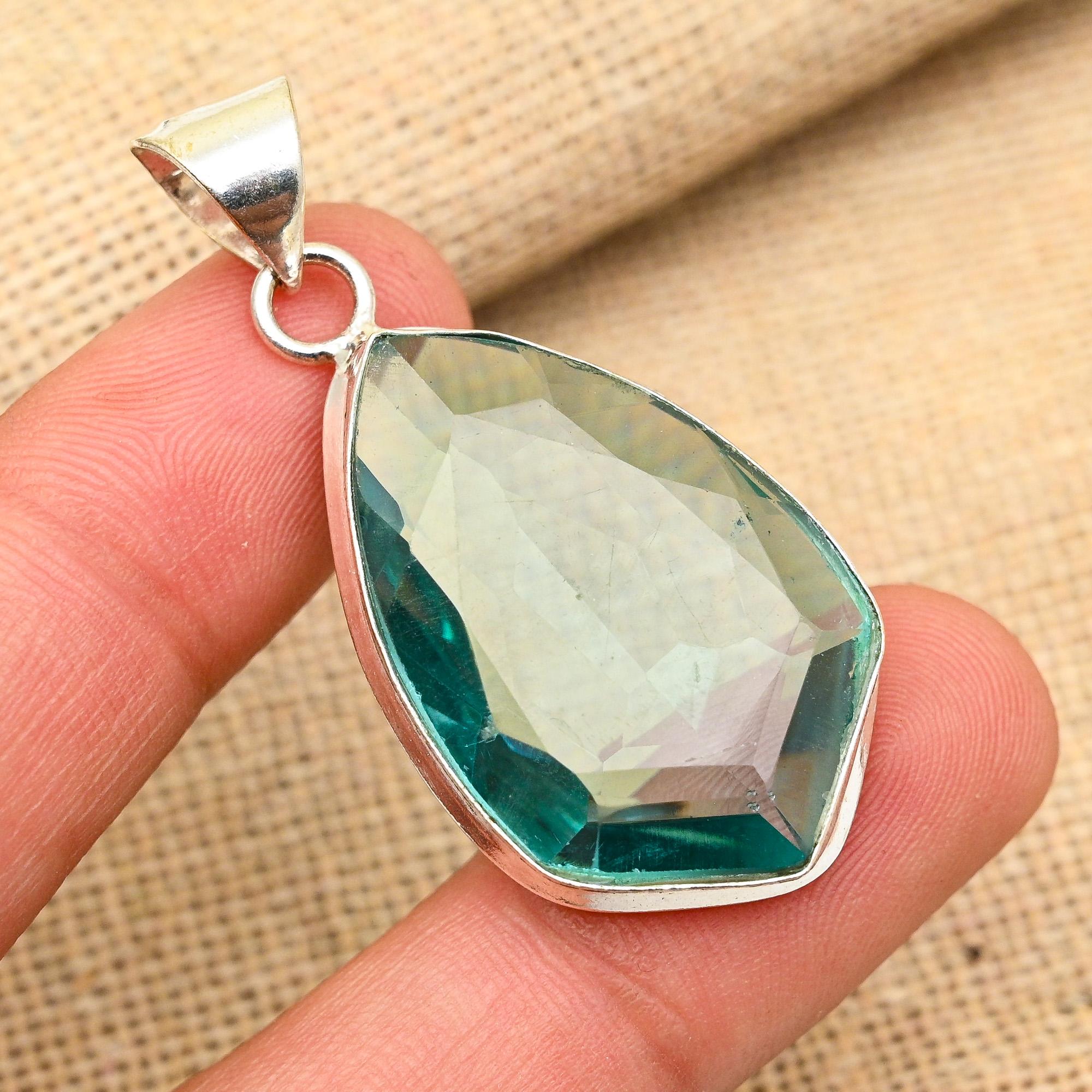 

Аква-апатит, драгоценный камень, ювелирное изделие из стерлингового серебра 925 пробы, подвеска ручной работы для свадебного подарка