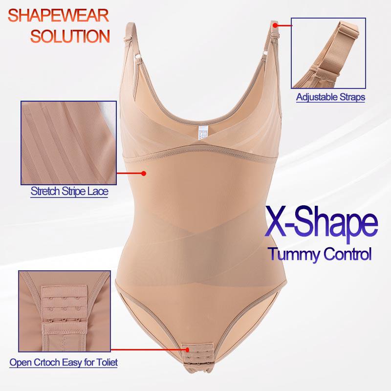 X-Style Bust-Lift & Tummy Control Jumpsuit with Deep V & Seamless Design