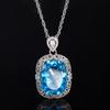 Jewelry Simulation Bird'S Nest Cut Sea Blue Treasure White Plated Blue Temperament Fat Square Set Main 15 * 20