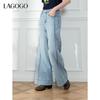 LAGOGO Women's 2025 High-Waist Wide-Leg Light Denim Jeans