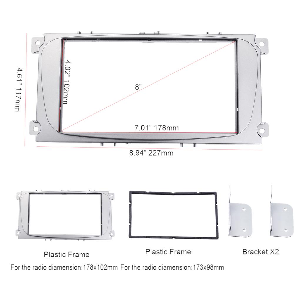 2Din Car Stereo Radio DVD Panel Audio Mount Fascia Kit for Ford Focus II Mondeo S-Max C-Max Galaxy II Kuga