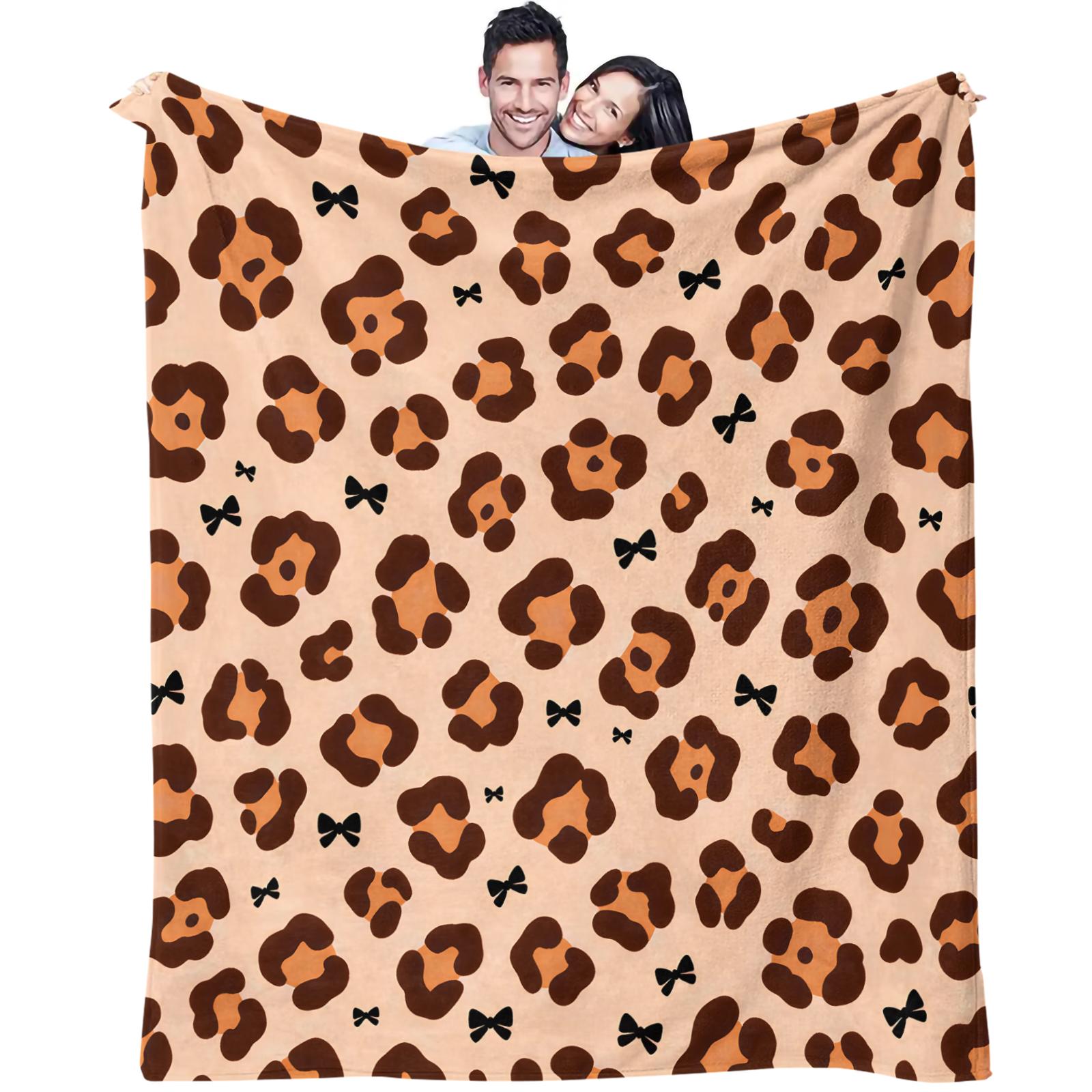 Trendy Leopard Print Blanket Flannel Blanket Throw Blanket Warm Blanket Gift Blanket Adult Sofa Decor 75x90cm