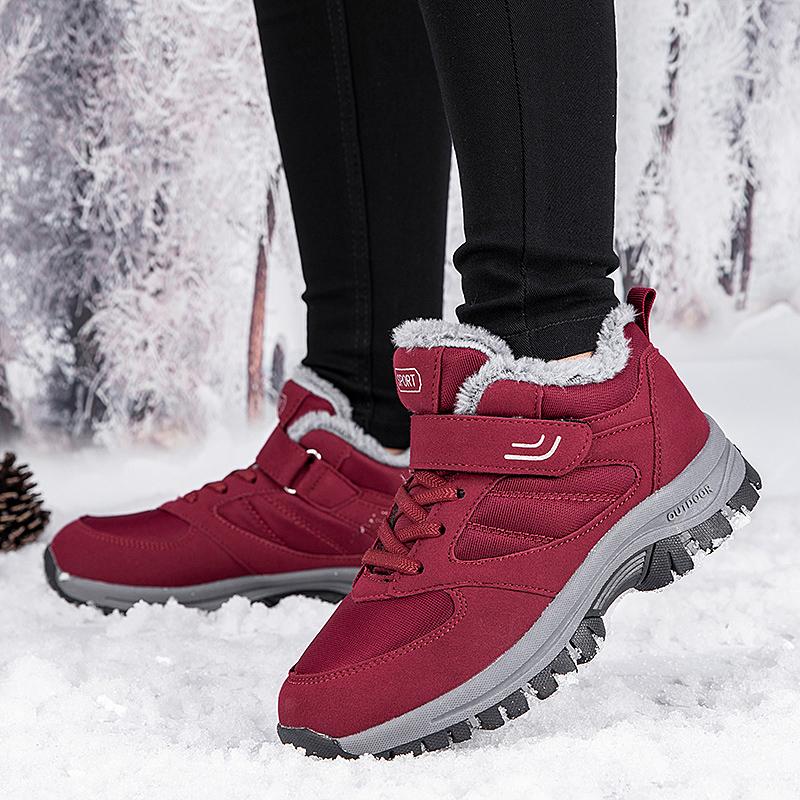 Женские хлопковые туфли плюс бархат теплые уличные спортивные прогулочные туфли кожаные — фото 8