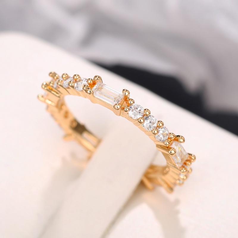 

CAOSHI Versatile Daily Wearable Thin Rings for Women Gold Color/Copper Color Two Color Available Female Party Wedding Zircon 10