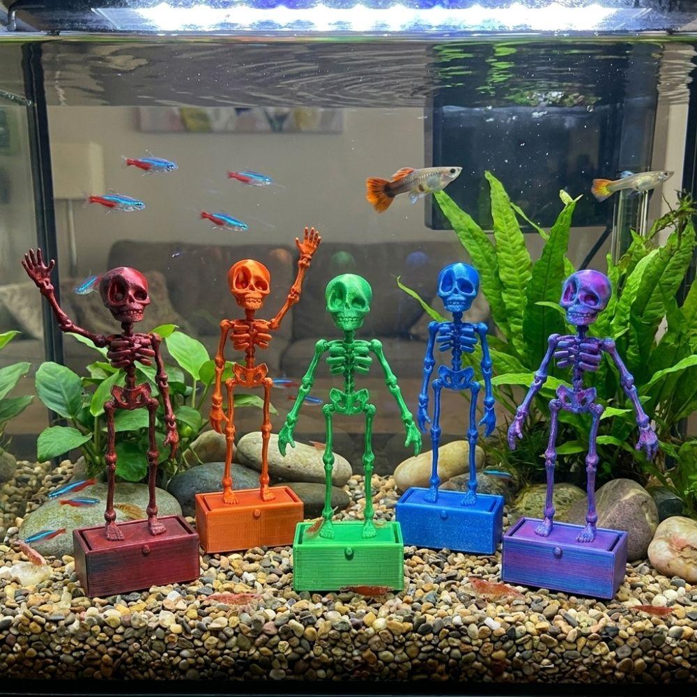 Pompe à air Actionnée Squelette Dansant Bouilleur d'Aquarium Imprimé en 3D Squelette Dansant Sous-marin Poissons Squelettes Mobiles Bouilleur d'Aquarium Brille dans le Noir