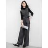 Women's Elegant Wool Blend Vest & Wide-Leg Pants 3-Piece Set