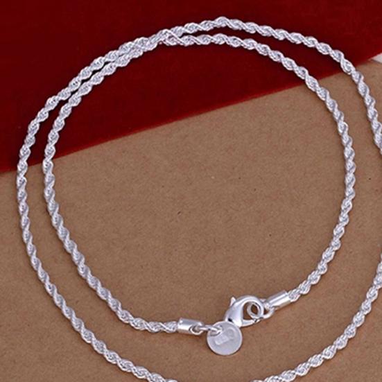 16/18/20/22/24 inch Women Silver Plated 2mm Twisted Necklace Chain No Pendant