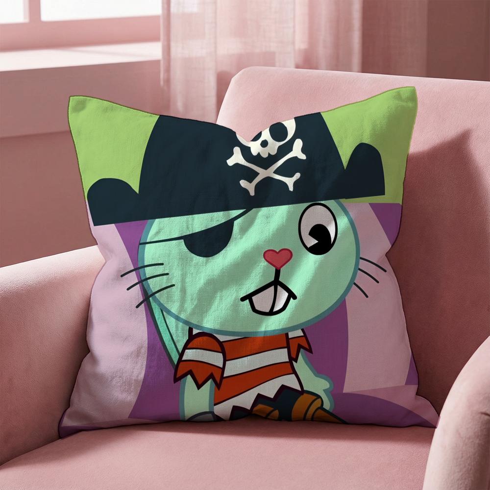 N-Nutty H-Happy Tree F-Friends Cushion Cover Multi-Scene Pillow Cover for Home & Car - Reversible, Soft & Durable for Daily Use