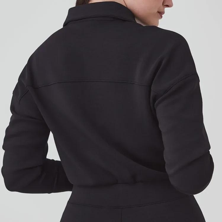 2024 Women's Long-Sleeve Wide-Leg Jumpsuit with Zipper and Lapel Sweater Design