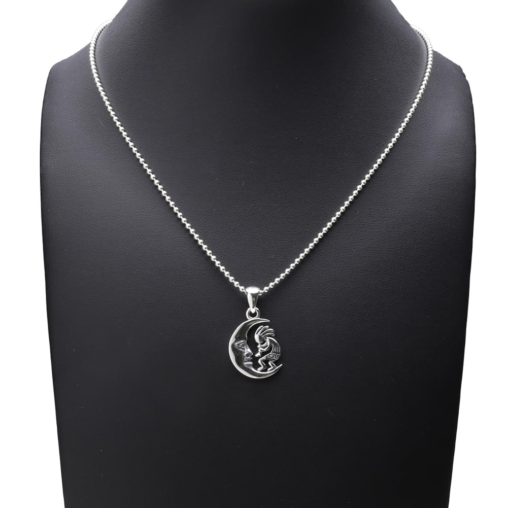 Kokopelli Crescent Moon Pendant 925 Silver P0770 [Cenote] [Silver Accessory]